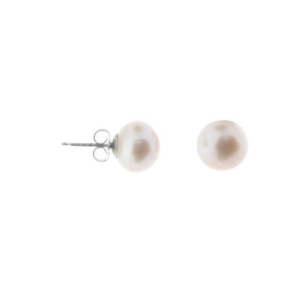.925 Sterling Silver 4-5mm Black Round Freshwater Cultured Pearl Stud Post Earrings 
